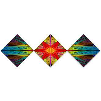 Stained Glass With Bright Red Star  3 - Pieces