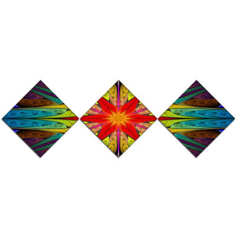 Stained Glass With Bright Red Star  3 - Pieces