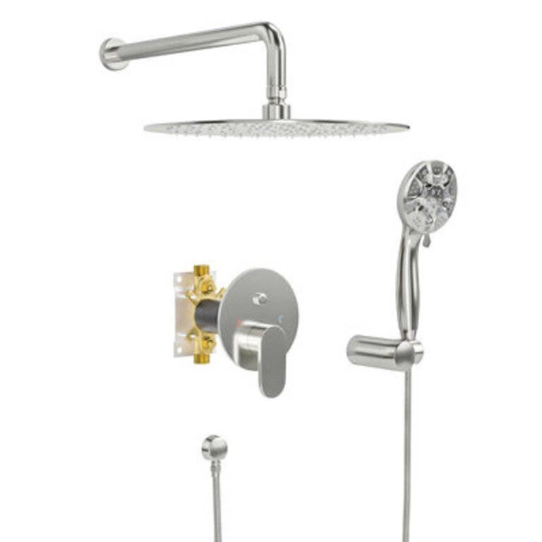 10 Stainless Steel Round Shower Head Faucet System with Rough In Valve
