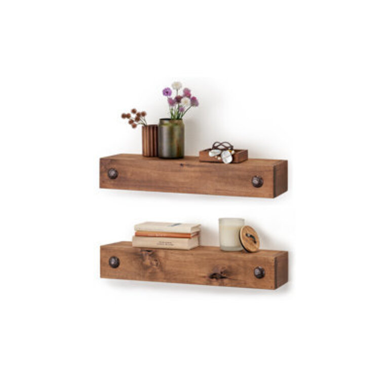 Aybar 2 Piece Alder Solid Wood Floating Shelf