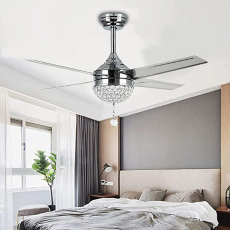 44 Crystal Ceiling Fan With Lights Remote Contro