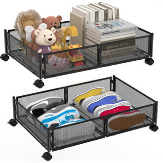 Under Bed Storage ContainersUnder Bed Storage With WheelsRolling Drawers Shoes Organizer With Storage BagsUnder Bed Storage Bins For ClothesBlanketsShoes Bedding 2 PackBlackWhite