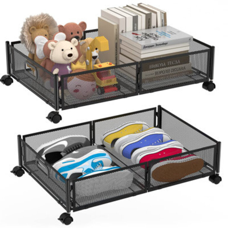 Under Bed Storage ContainersUnder Bed Storage With WheelsRolling Drawers Shoes Organizer With Storage BagsUnder Bed Storage Bins For ClothesBlanketsShoes Bedding 2 PackBlackWhite