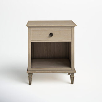 VIctoria One-Drawer Wood Nightstand with Shelf