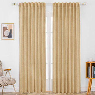 Toyoko Linen Blended Semi-Sheer Back Tab Curtain Pair
