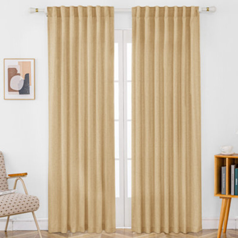 Toyoko Linen Blended Semi-Sheer Back Tab Curtain Pair