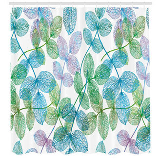 Flowers Leaves Ivy Ombre Shower Curtain  Hooks