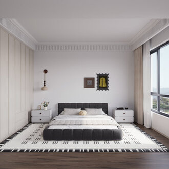 Chenille Upholstered Bed Frame With Headboard