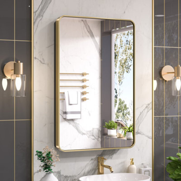 Metal Framed Recessed Bathroom Medicine Cabinet With Mirror