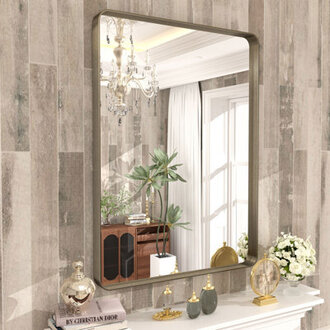 Aevar High-Strength Tempered Glass and Aluminum Alloy Framed French Cleat Mounted Wall Decor Bathroom Vanity Mirror with 5-Year Warranty