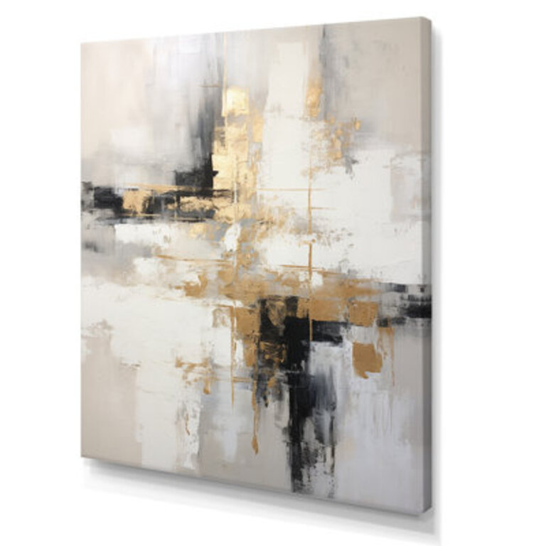 Essential Bliss Minimalism Abstract Gold Painting - Abstract Painting Canvas Wall Art