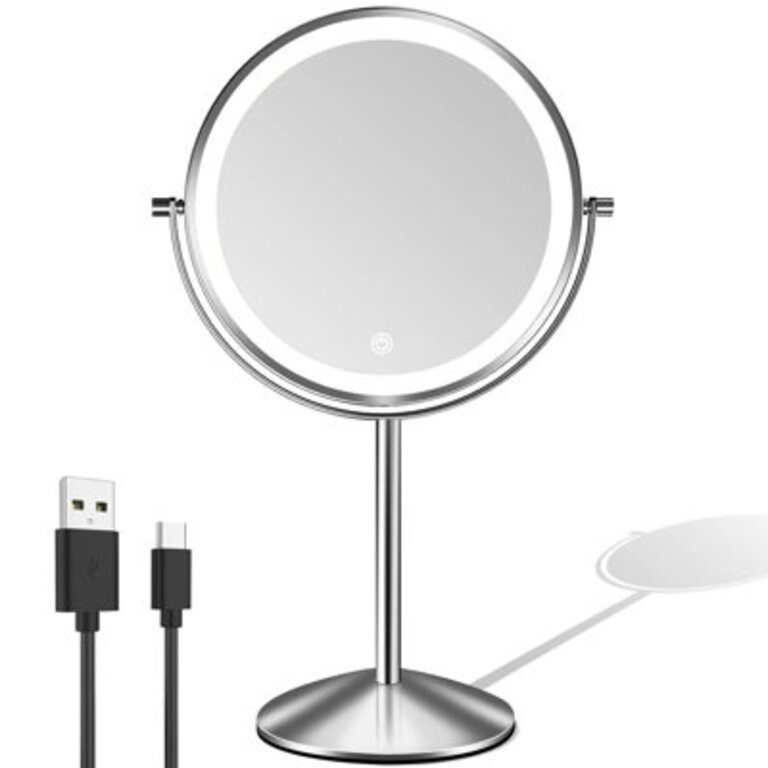 Aleister Round LED Metal Floor Mirror
