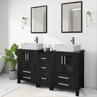 Kenz 60 Double Bathroom Vanity with Manufactured Wood Top