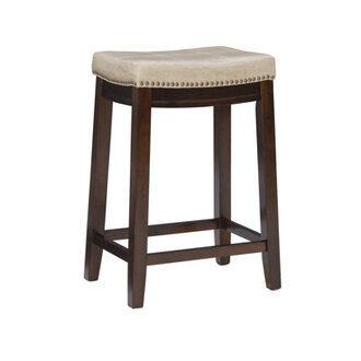 Bartonville Counter  Bar Solid Wood Backless Stool with Upholstered Seat