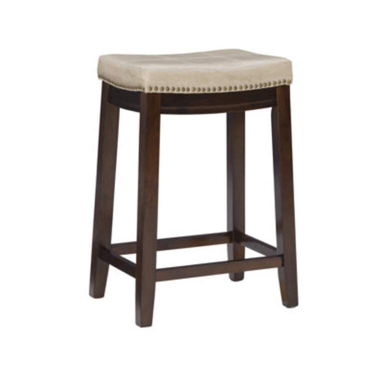 Bartonville Counter  Bar Solid Wood Backless Stool with Upholstered Seat