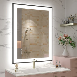 Aevar UL Certified Front  Back LED Anti-Fog Tempered Glass Framed BathroomVanity Mirror with 3-Year Warranty