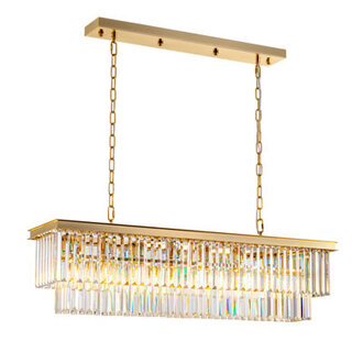 Dimmable Tiered Rectangle Chandelier With Crystal Accents