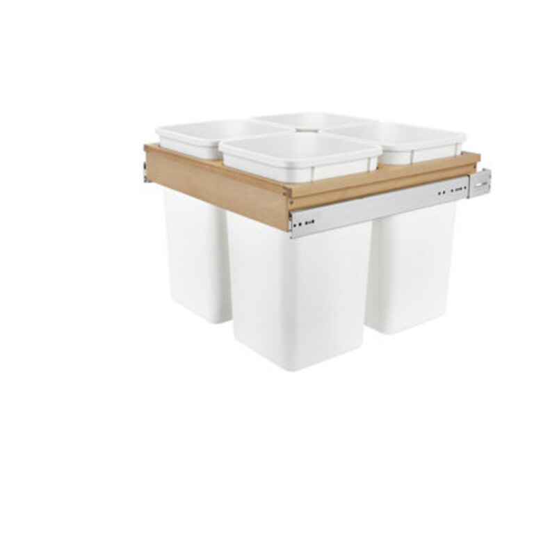 Rev-A-Shelf Wood Top Mount Pull Out Quad TrashWaste Container