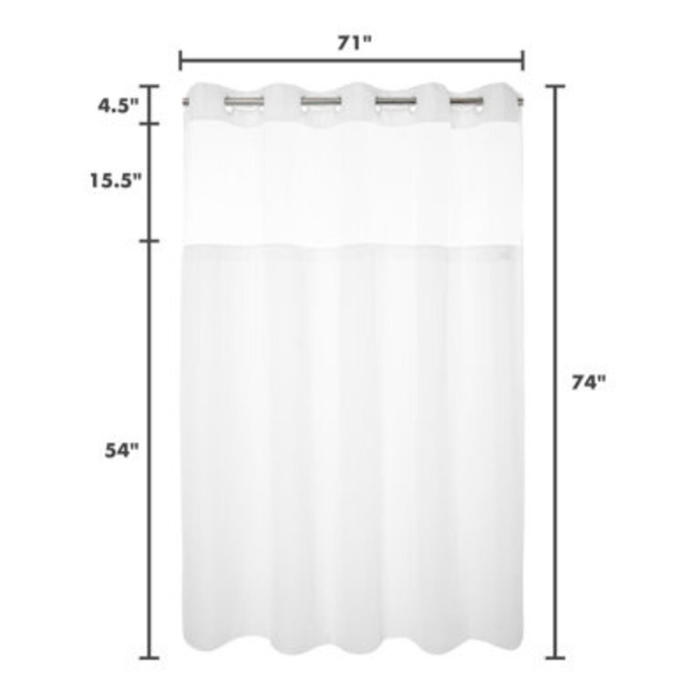 Ramjani Waffle Weave Shower Curtain With Snap in Liner Sheer Window