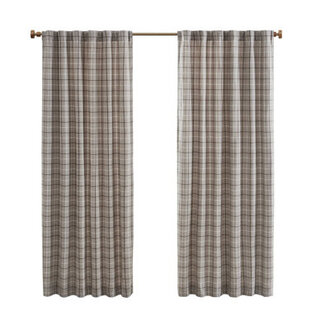 Anaheim Woven Plaid Room Darkening Thermal Fleece Lined Single Curtain Panel
