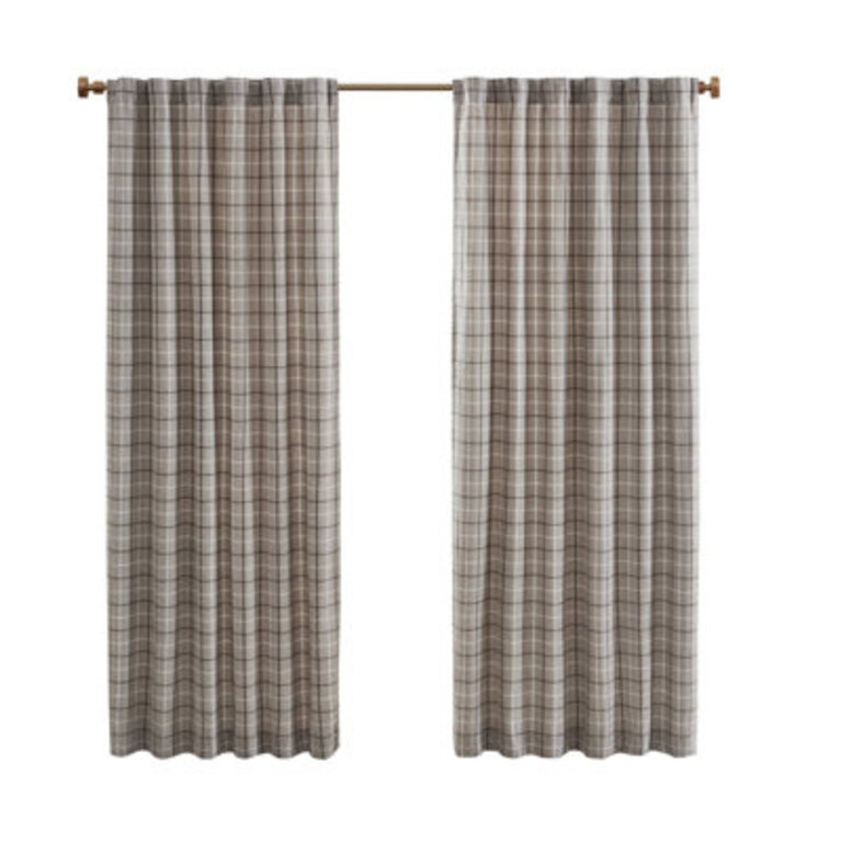 Anaheim Woven Plaid Room Darkening Thermal Fleece Lined Single Curtain Panel