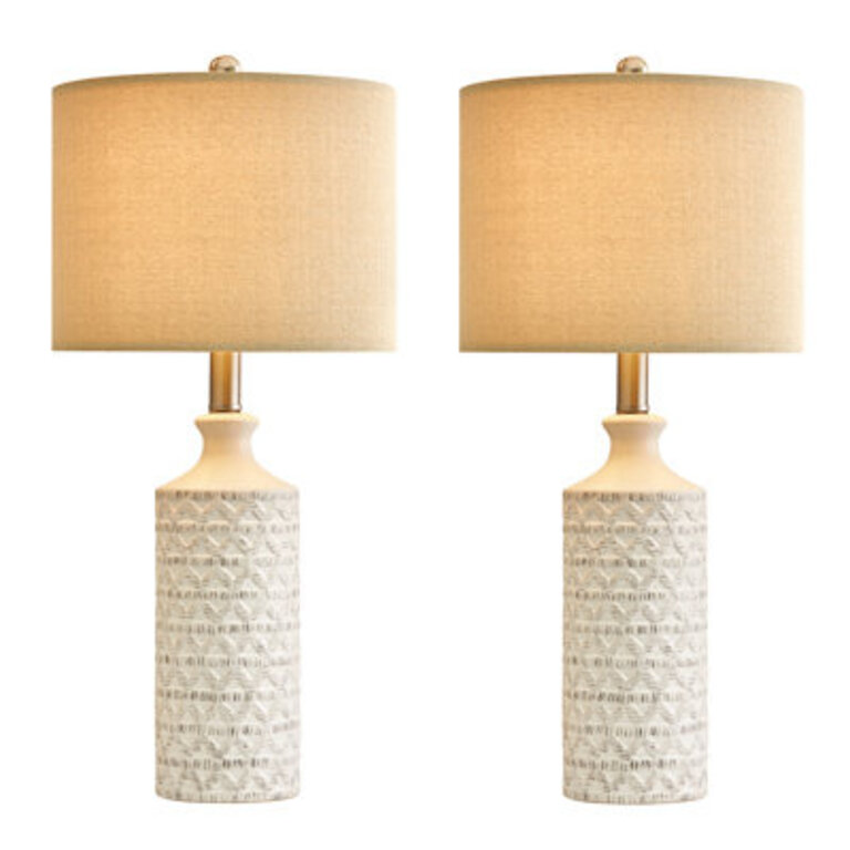 Demontrell 24 Contemporary Ceramic Lamp for Bedroom Farmhouse Bedside Nightstand