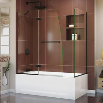 Aqua Ultra 57 W x 58 H Semi-Frameless Tub Door with Return Panel