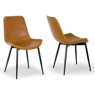 Catrese Upholstered Side Chair in Caramel Brown
