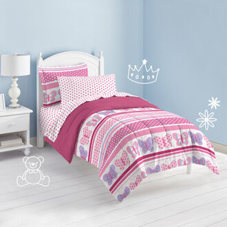 Butterfly Dots Pink Microfiber Reversible Comforter Set