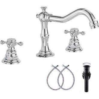 Widespread Bathroom Faucet with Drain Assembly
