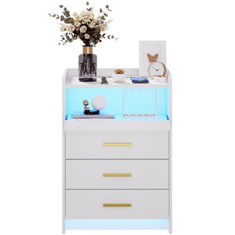 Eaden 3 Drawer Nightstand With Light