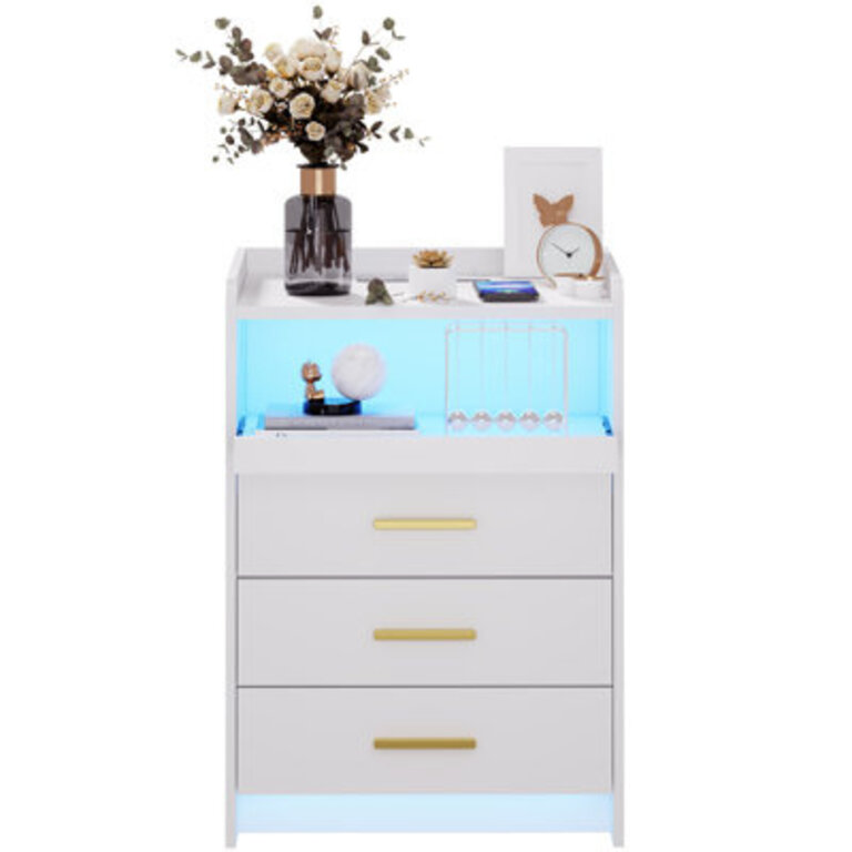 Eaden 3 Drawer Nightstand With Light