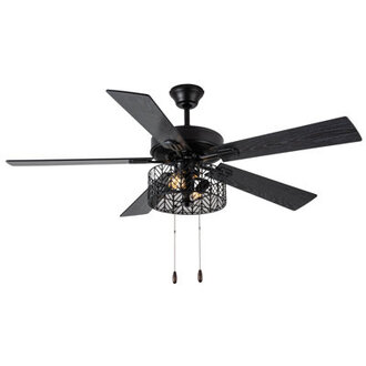 52W Emmie 5 - Blade Ceiling Fan with Black Metal Caged Shade