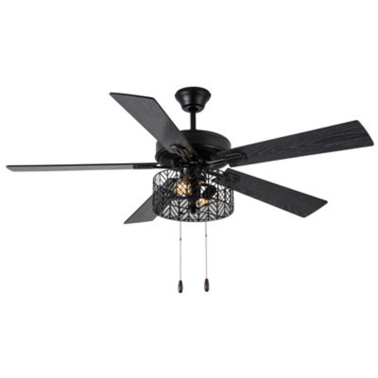 52W Emmie 5 - Blade Ceiling Fan with Black Metal Caged Shade