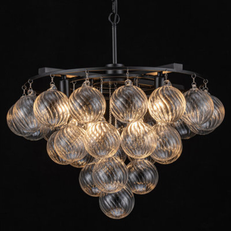 Yader 8 - Light Dimmable Tiered Bubble Chandelier with Textured Globe Glass