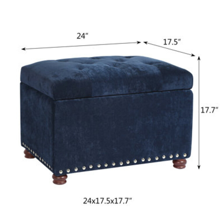 Devault 24 Wide Fabric Tufted Rectangle Storage Ottoman
