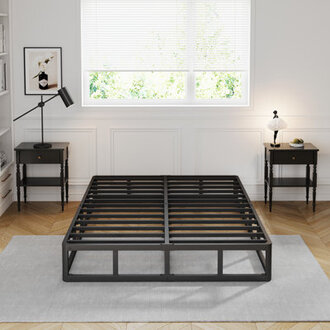 Jessine 8 Inch Metal Box Spring with Frabric Cover Easy Assembly