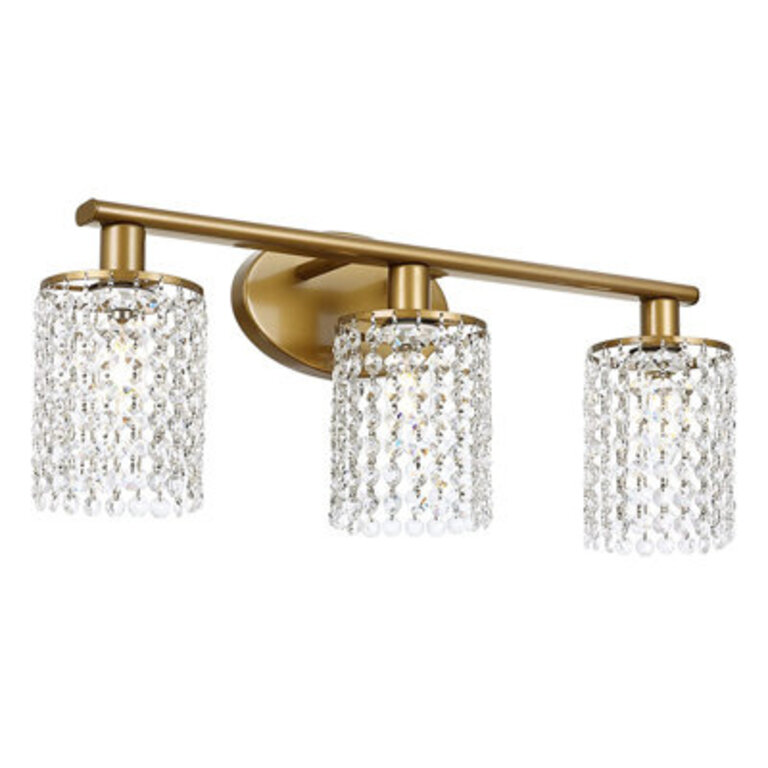 Ayushma 3-Light Crystal Cylinder Dimmable Bathroom Vanity Lights