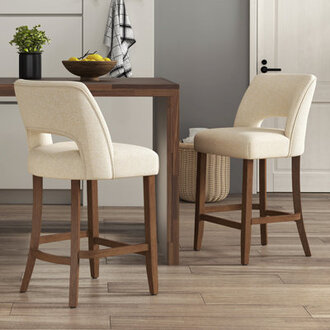 Bisto Upholstered Counter Height Bar Stool with Solid Wood legs