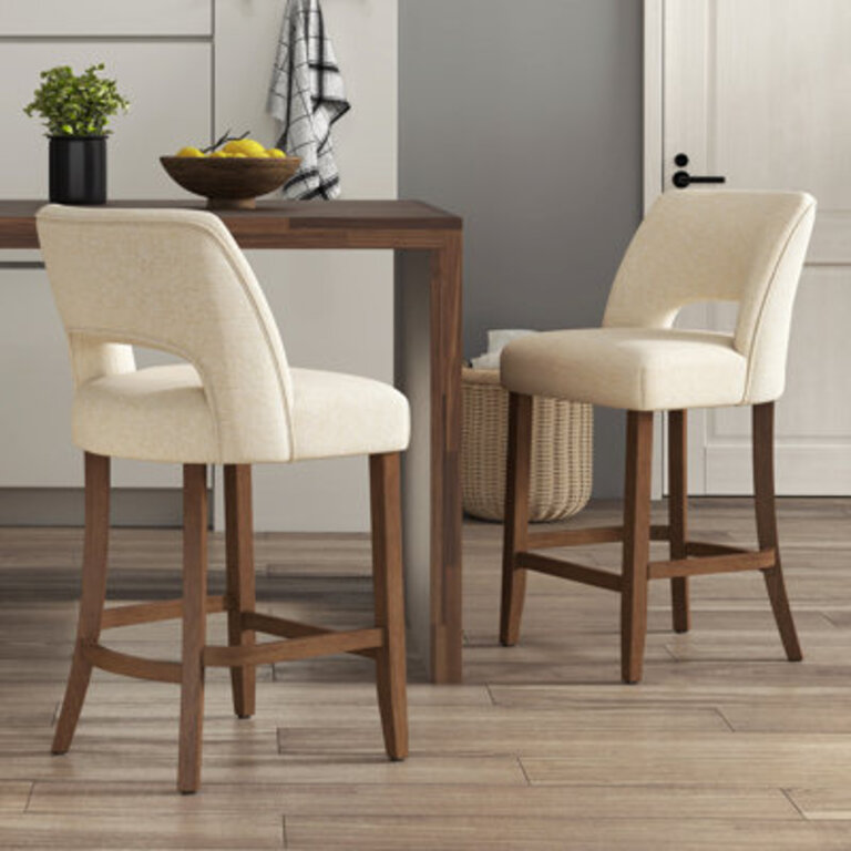 Bisto Upholstered Counter Height Bar Stool with Solid Wood legs