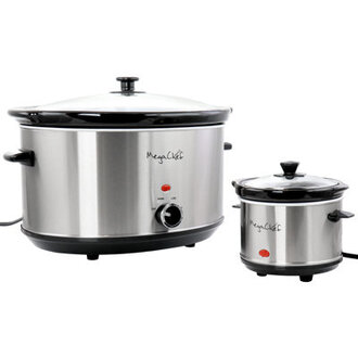 MegaChef 8 Litre Slow Cooker with Mini 06 Litre Warmer