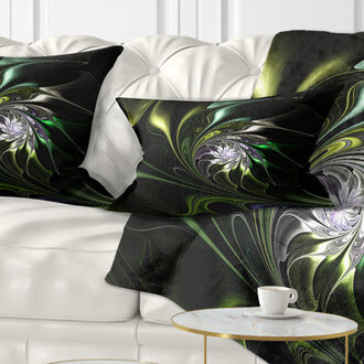 Designart Multi Coloured Green Stained Glass Floral Throw Pillow