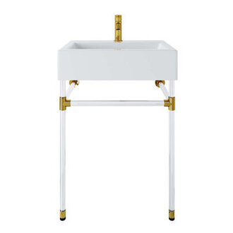 Redeem 24 Silver Stainless Steel Wall-Mount Bathroom Vanity In Silver White