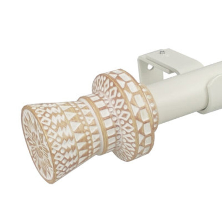 Malakhiy WhiteBrown Metal Adjustable 1 Single Curtain Rod