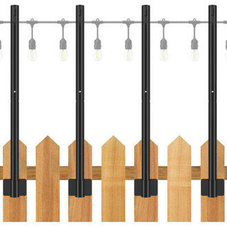 Suchtale String Light Poles 4 Pack Suspension Outdoor Fence Post Lights With Clip And Bracket