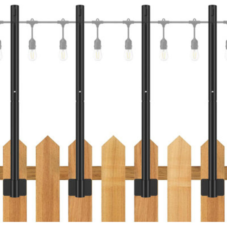 Suchtale String Light Poles 4 Pack Suspension Outdoor Fence Post Lights With Clip And Bracket