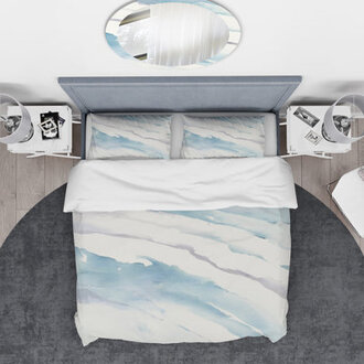 Blue Microfiber Coastal Duvet Cover Set