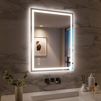 Devonnte Rectangle LED Wall Mirror Dimmable Vanity Lighted Mirror