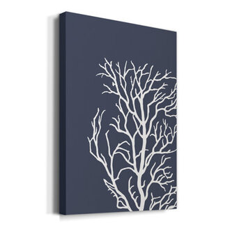 Corals White On Indigo Blue C - Wrapped Canvas Graphic Art