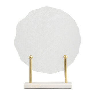 Ises Modern Sculpture Metal Glass Stone with Marble Base 21 White and Gold for Living Room Bedroom Home or Office Decor